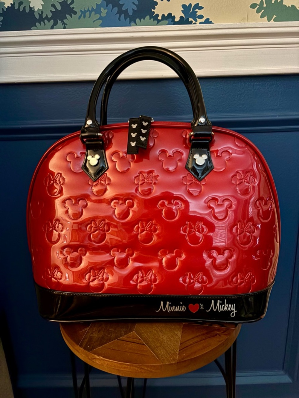 Loungefly Disney Minnie Loves Mickey Embossed Dome Satchel Handbag